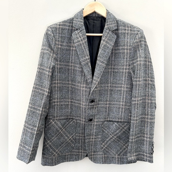 Women’s Plaid Button Down Business Casual Front Pocket Relaxed Fit Blazer - Picture 1 of 4